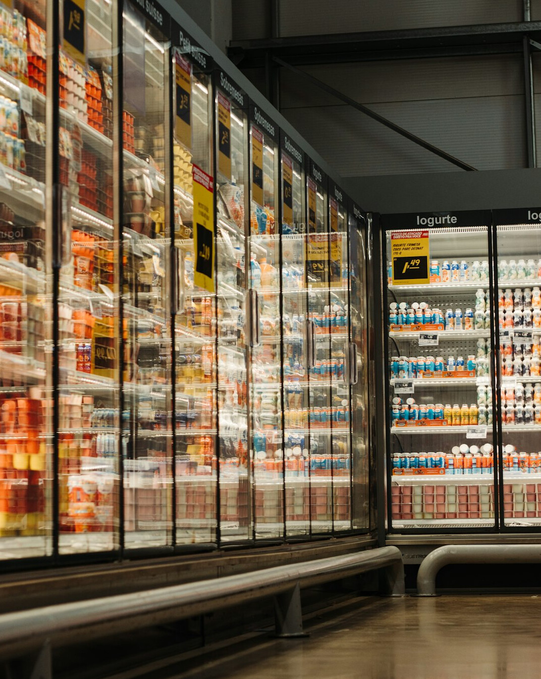 Retail store aisle with capacity sensor equipment installed